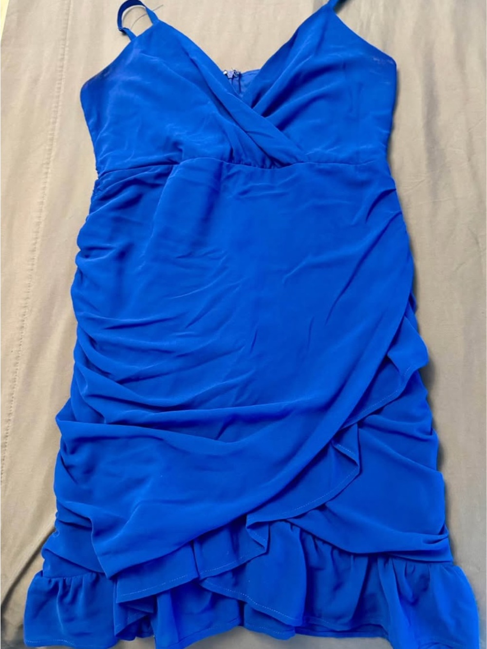 Bluebella Cobalt Wrap-Style Mini Dress with Ruffle Hem